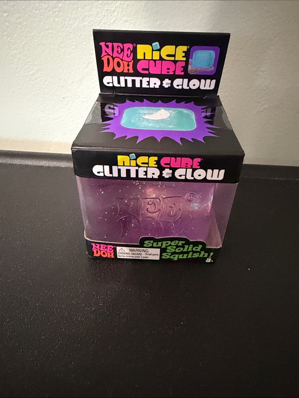 NeeDoh Nice Cube Glitter & Glow Purple Squishy